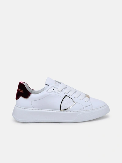 Shop Philippe Model White Leather W Veau Temple Sneakers