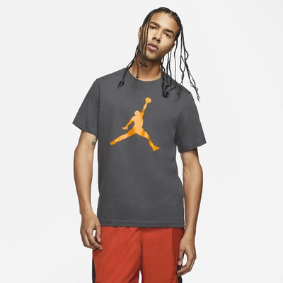 Shop Jordan Mens  Jumpman Crew T-shirt In Dark Smoke Grey/university Gold