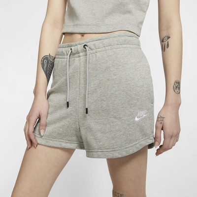 Shop Nike Womens  Essential Short Ft In Dk Grey Heather/white