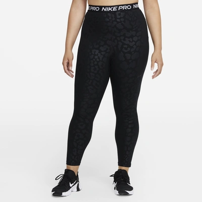 Shop Nike Womens  Pro Plus Dri-fit All Over Print 7/8 Tight In Black/white