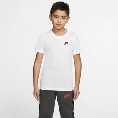 Shop Nike Boys  Nsw Futura T-shirt In White/red