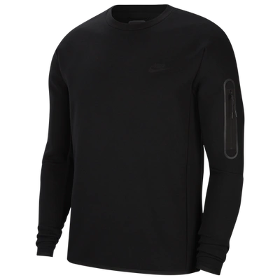 Shop Nike Mens  Tech Fleece Crew In Black
