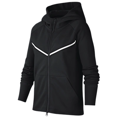 Shop Nike Girls  Nsw Tech Fleece Full-zip Hoodie In Black/white