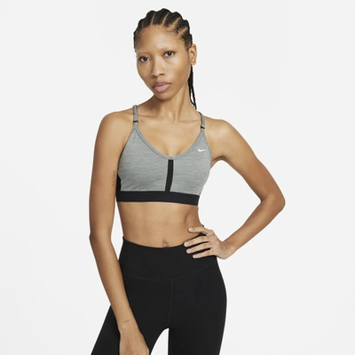 Shop Nike Womens  Indy V-neck Bra In Gray/black