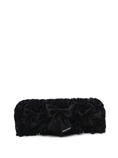 Shop Balenciaga Ruffled Silk Clutch In Black