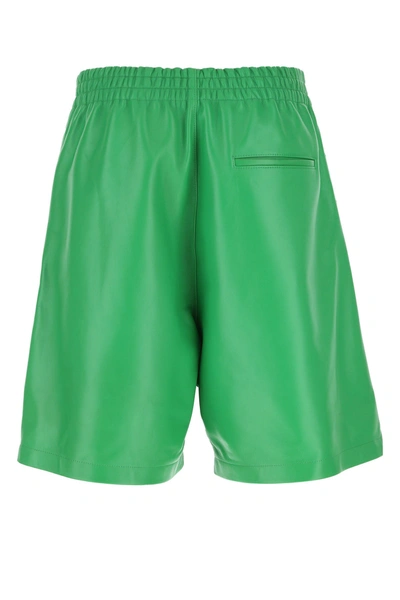 Shop Bottega Veneta Grass Green Nappa Leather Bermuda Shorts  Nd  Uomo S
