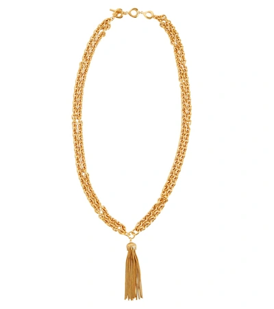 Shop Saint Laurent Tasseled Curb-chain Necklace In Gold