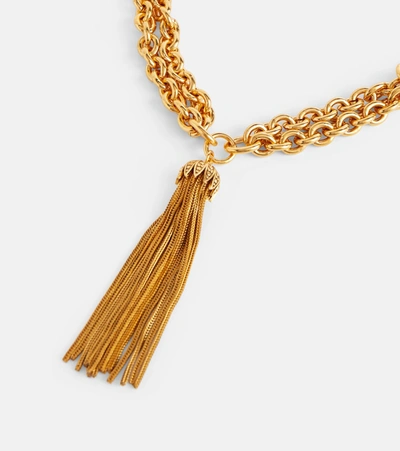 Shop Saint Laurent Tasseled Curb-chain Necklace In Gold