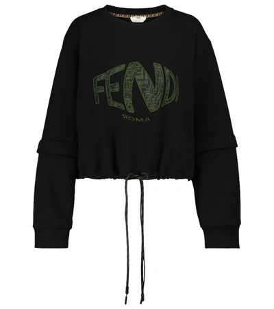 Shop Fendi Vertigo Convertible Cotton Sweatshirt In Black