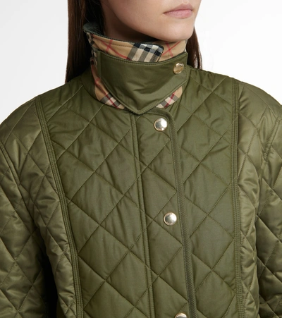 Shop Burberry Quilted Jacket In Green