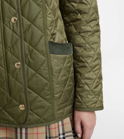 Shop Burberry Quilted Jacket In Green