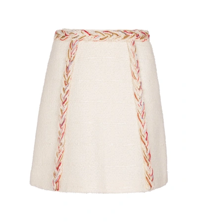 Shop Giambattista Valli Tweed Wool-blend Miniskirt In White