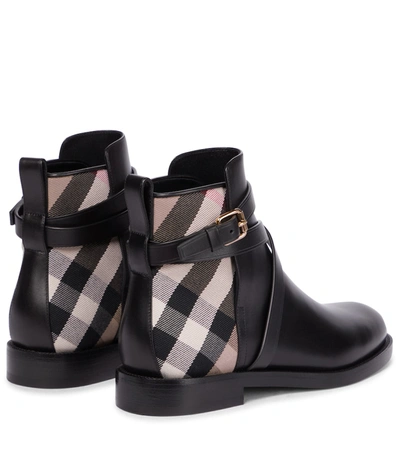 Shop Burberry Archive Check Leather Ankle Boots In Black