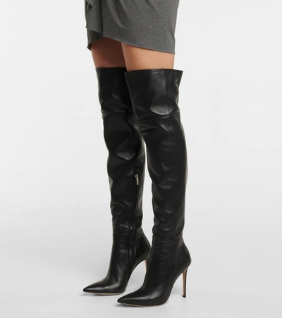 Shop Gianvito Rossi Bea Cuissard Leather Over-knee Boots In Black