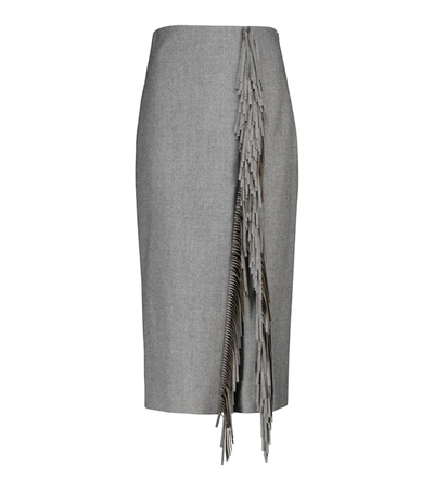 Shop Brunello Cucinelli Wool-blend Pencil Skirt In Gray