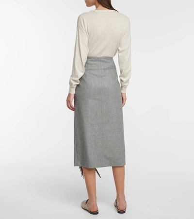 Shop Brunello Cucinelli Wool-blend Pencil Skirt In Gray