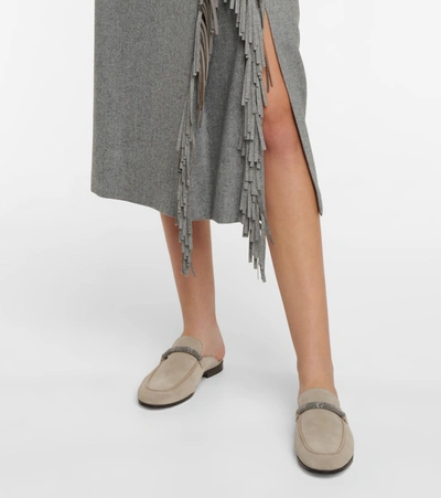 Shop Brunello Cucinelli Wool-blend Pencil Skirt In Gray