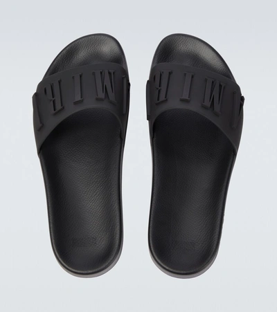 Shop Amiri Logo Rubber Slides In Black