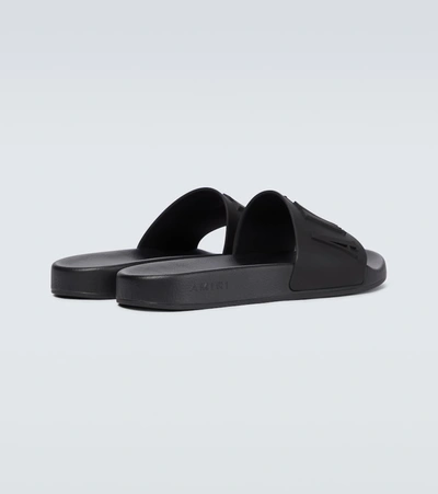 Shop Amiri Logo Rubber Slides In Black