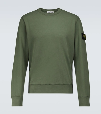 Shop Stone Island Crewneck Cotton Sweatshirt In Green
