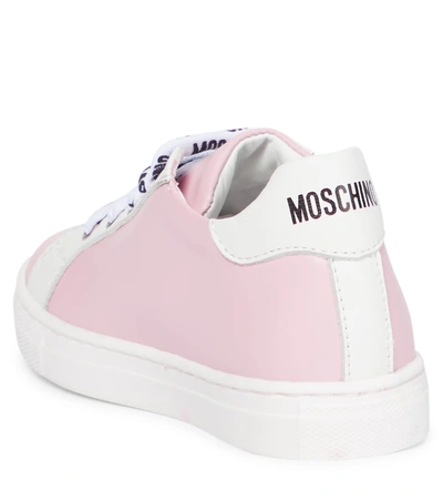 Shop Moschino Leather Sneakers In Pink