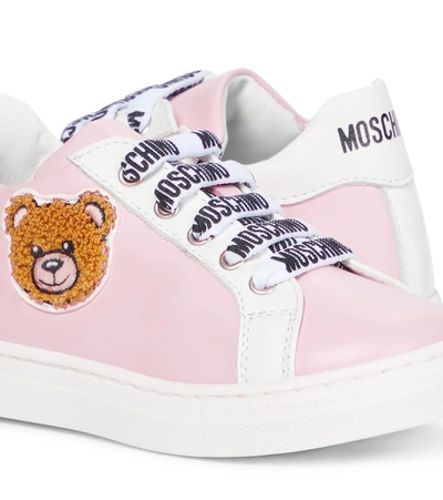 Shop Moschino Leather Sneakers In Pink