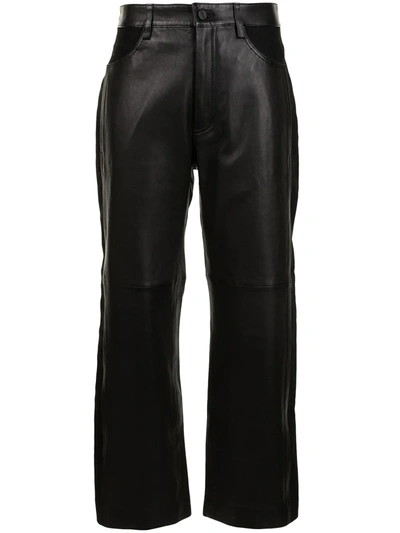 Shop Dion Lee Cropped Leather Trousers In Schwarz