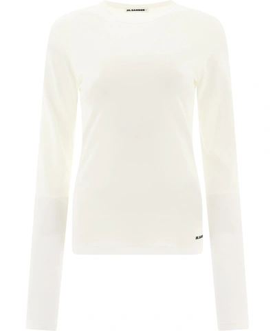 Shop Jil Sander Logo Printed Long Sleeve T In White