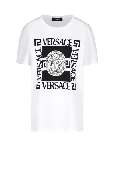 Shop Versace Medusa Logo Printed T In White
