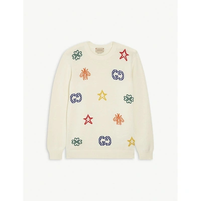 Shop Gucci Branded Cotton Knitted Jumper 10-12 Years In White