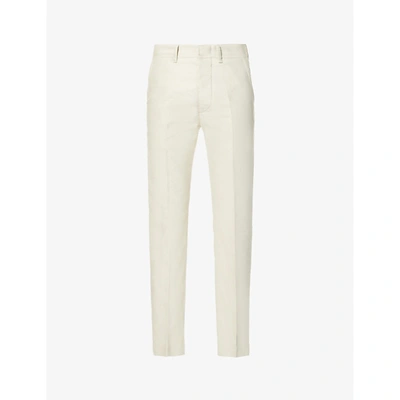 Shop Tom Ford Mens Ivory Slim-fit Cotton Chino Trousers 30