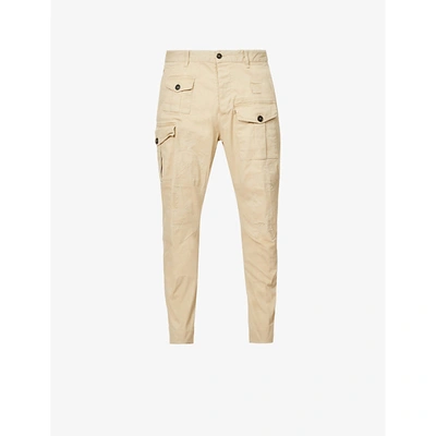 Shop Dsquared2 Sexy Ripped Stretch-cotton Cargo Trousers In Beige
