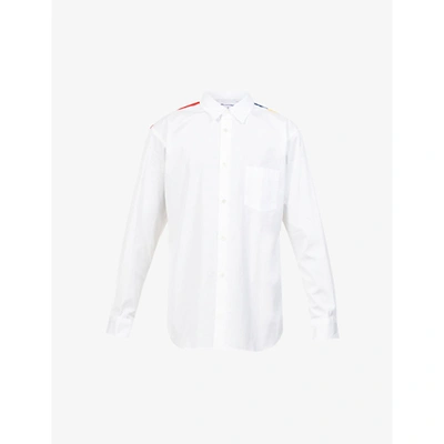 Shop Comme Des Garçons Shirt Colour-blocked Patchwork Cotton-poplin Shirt In White/mix