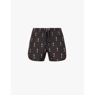 Shop Neil Barrett Starbolt-print Swim Shorts In Black White
