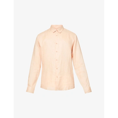 Shop Sandro Mens Roses Slim-fit Seamless Linen Shirt L