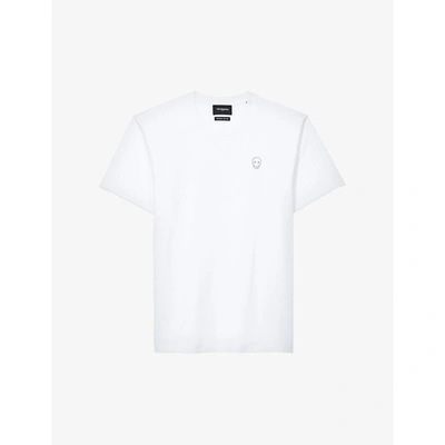 Shop The Kooples Mens Whi01 Logo-embossed Cotton T-shirt S