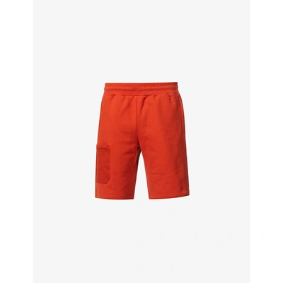 Shop A-cold-wall* Logo-embroidered Relaxed-fit Cotton-jersey Shorts In Rust Oxide