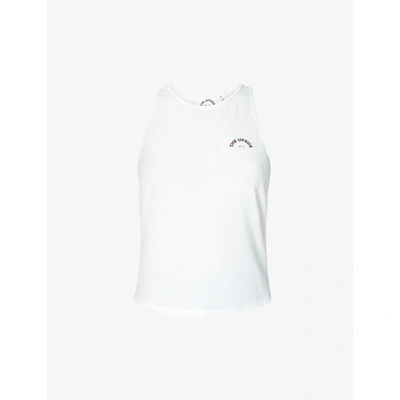 Shop The Upside Frankie Logo-embroidered Stretch-jersey Top In Pearl