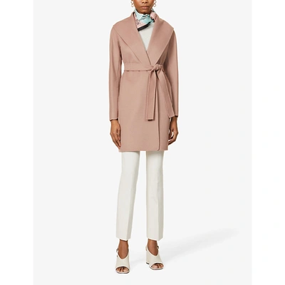 Shop Max Mara Messi Belted Wool Coat In Cashmere Pink