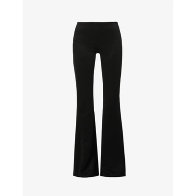 Shop Galvan Flared-leg High-rise Stretch-woven Trousers In Black