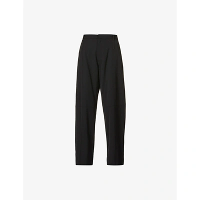 Shop Ambush Relaxed Wide-leg High-rise Woven Trousers In Jet Black