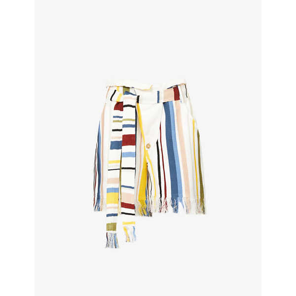 AMBUSH MULTICOLOR FRINGED KNIT SHORT TOFU MULTI - Neutrals