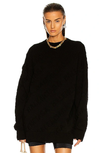 Shop Balenciaga Long Sleeve Crewneck Sweater In Black