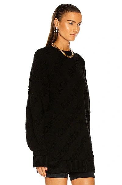 Shop Balenciaga Long Sleeve Crewneck Sweater In Black