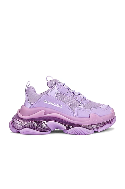Shop Balenciaga Triple S Sneakers In Light Lilac & White