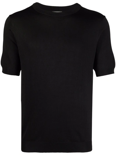 Shop Sandro Round-neck Short-sleeved T-shirt In Black