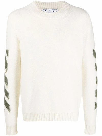 Shop Off-white Arrows Motif Knitted Jumper In Neutrals
