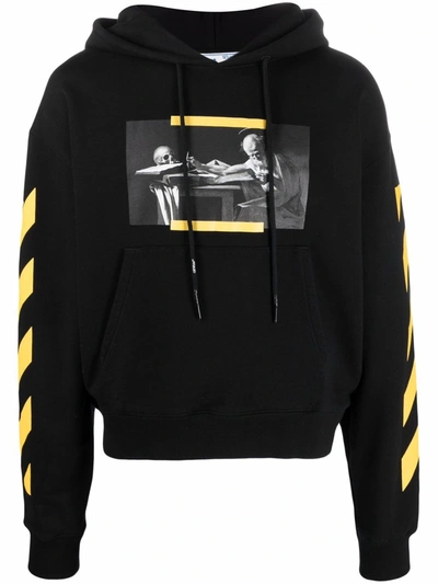 Shop Off-white Carav Diag-stripe Hoodie In Black