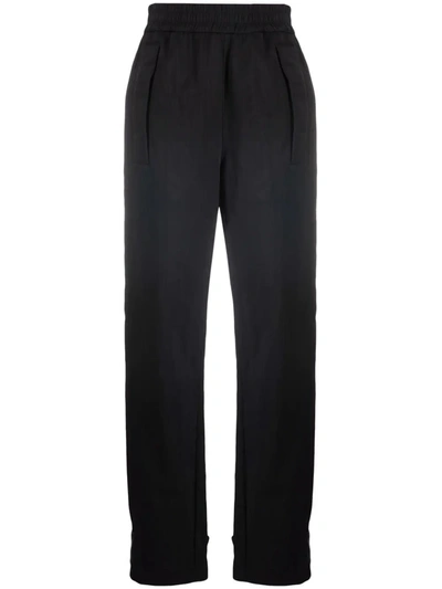 Off-white Ankle-strap Straight-leg Trousers In Schwarz
