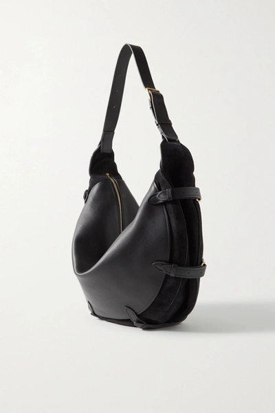 Shop Altuzarra Play Large Buckled Leather And Suede Shoulder Bag In Black